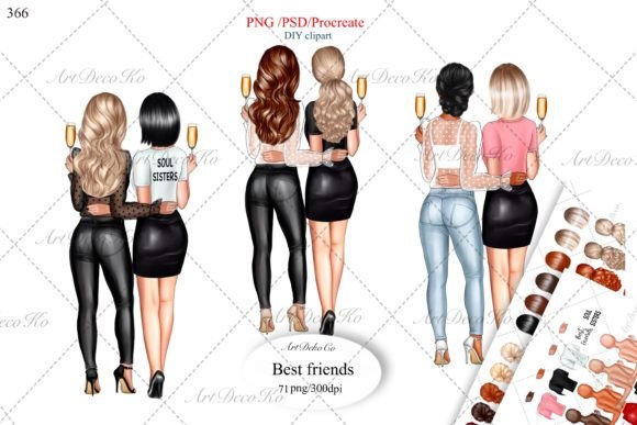 Besties Clipart: Elevating Digital Design with High-Resolution Versatility for Modern Creators