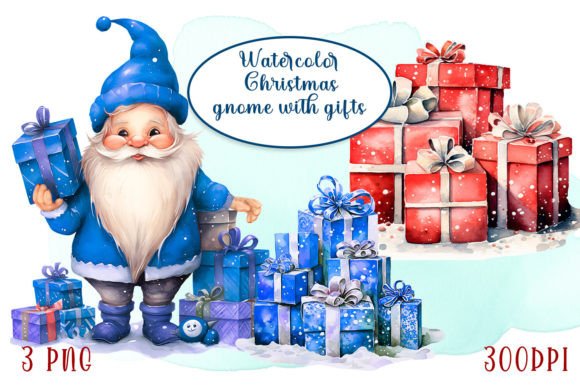 Christmas Gnome with Gifts Clipart