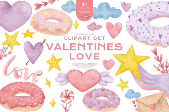 Cute Love Valentine’s Day Donuts Hearts