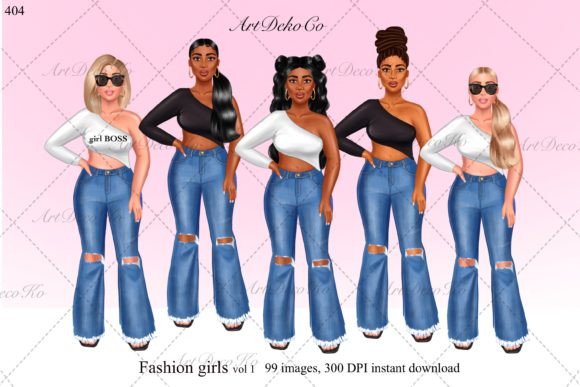 Denim Girl Clipart for Modern Design