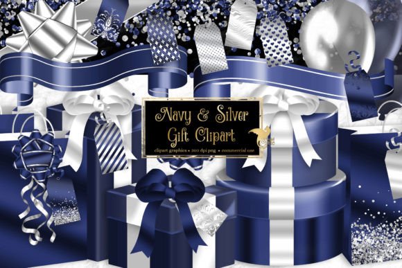 Designing With Elegance: A Practical Guide to Navy Blue and Silver Gift Clipart