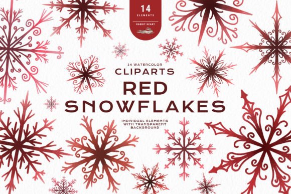 Elevating Holiday Branding with Red Snowflakes Christmas Clipart PNG Art