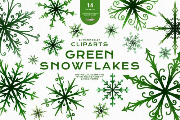 Green Snowflakes Christmas Clipart PNG: A Fresh Take on Holiday Design