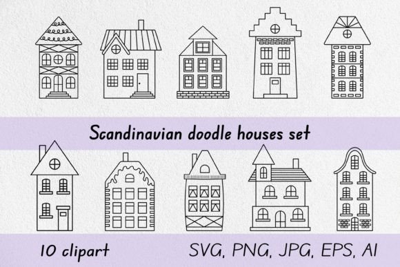 Integrating the Scandinavian Doodle Houses Set into Your Creative Workflow