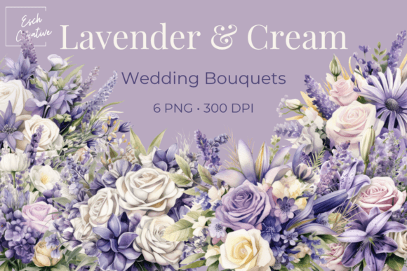 Lavender Cream Wedding Bouquet Clipart