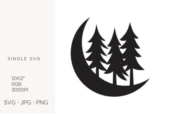 Pine Trees and Moon SVG Art Guide