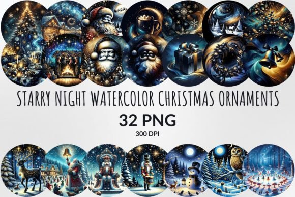Starry Night Christmas Ornaments Bundle: Elevating Holiday Design with Celestial Artistry