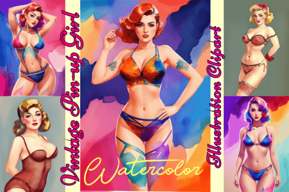 Strategic Branding with the Vintage Pin-up Girl Bundle Watercolor