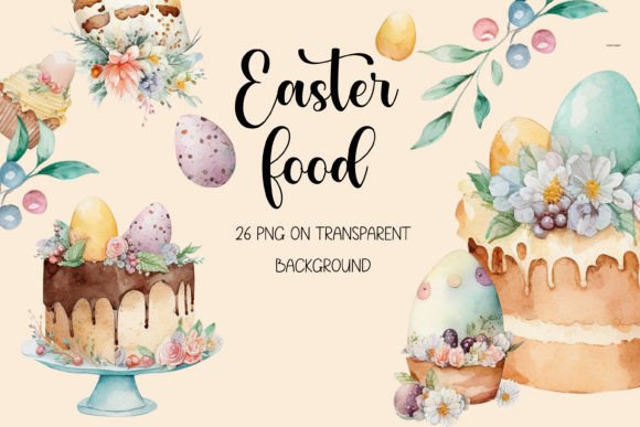 Transform Your Spring Designs with the Easter Food Watercolor Clipart Kit