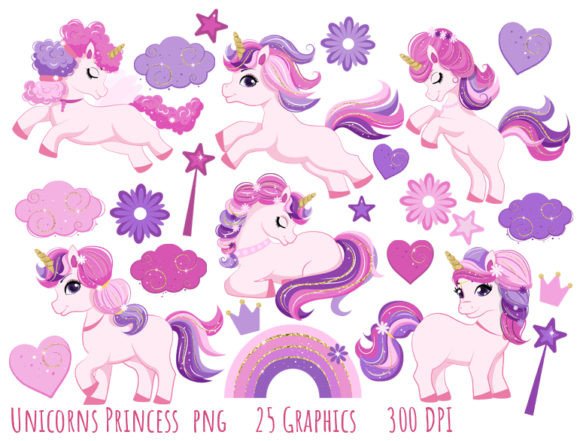 Unicorns Princess Clip Art PNG: Elevating Digital and Print Projects with Whimsical Design