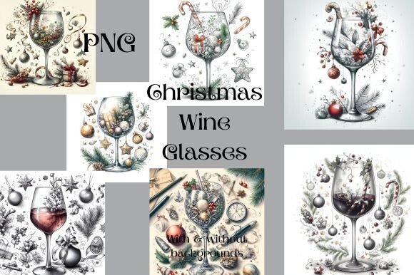 Vineyard Visions: Elevating Holiday Design with Festive Wine Glass Illustrations