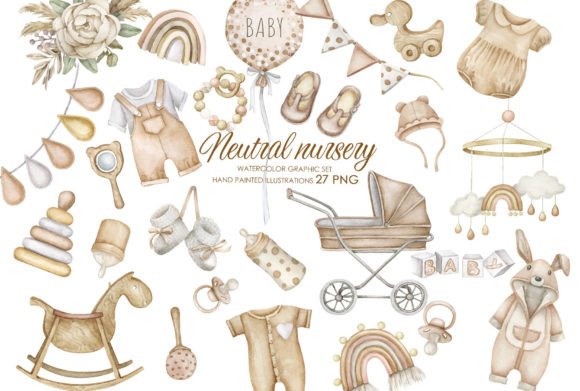 Watercolor Boho Nursery Clipart: Elevating Design with Hand-Painted Digital Assets