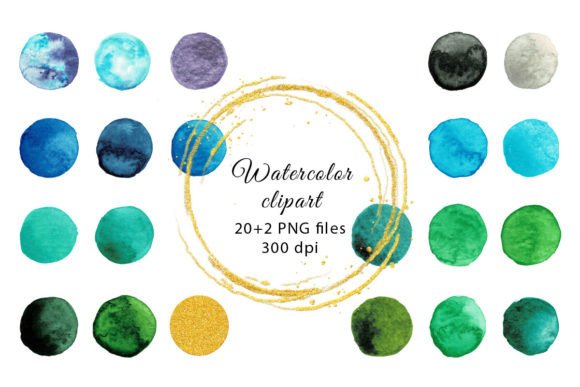 Watercolor Circles Clipart, PNG, Digital: A Creative Asset for Modern Design