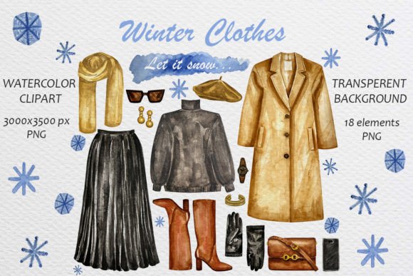 Watercolor Hand Drawn Winter Clothes PNG: A Creative Resource for Digital and Print Design
